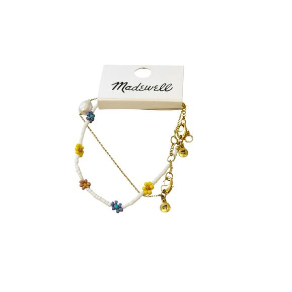 Madewell Freshwater Pearl Daisy Bracelet Set Lighthouse Gold Plated Brass NWT - Picture 4 of 7